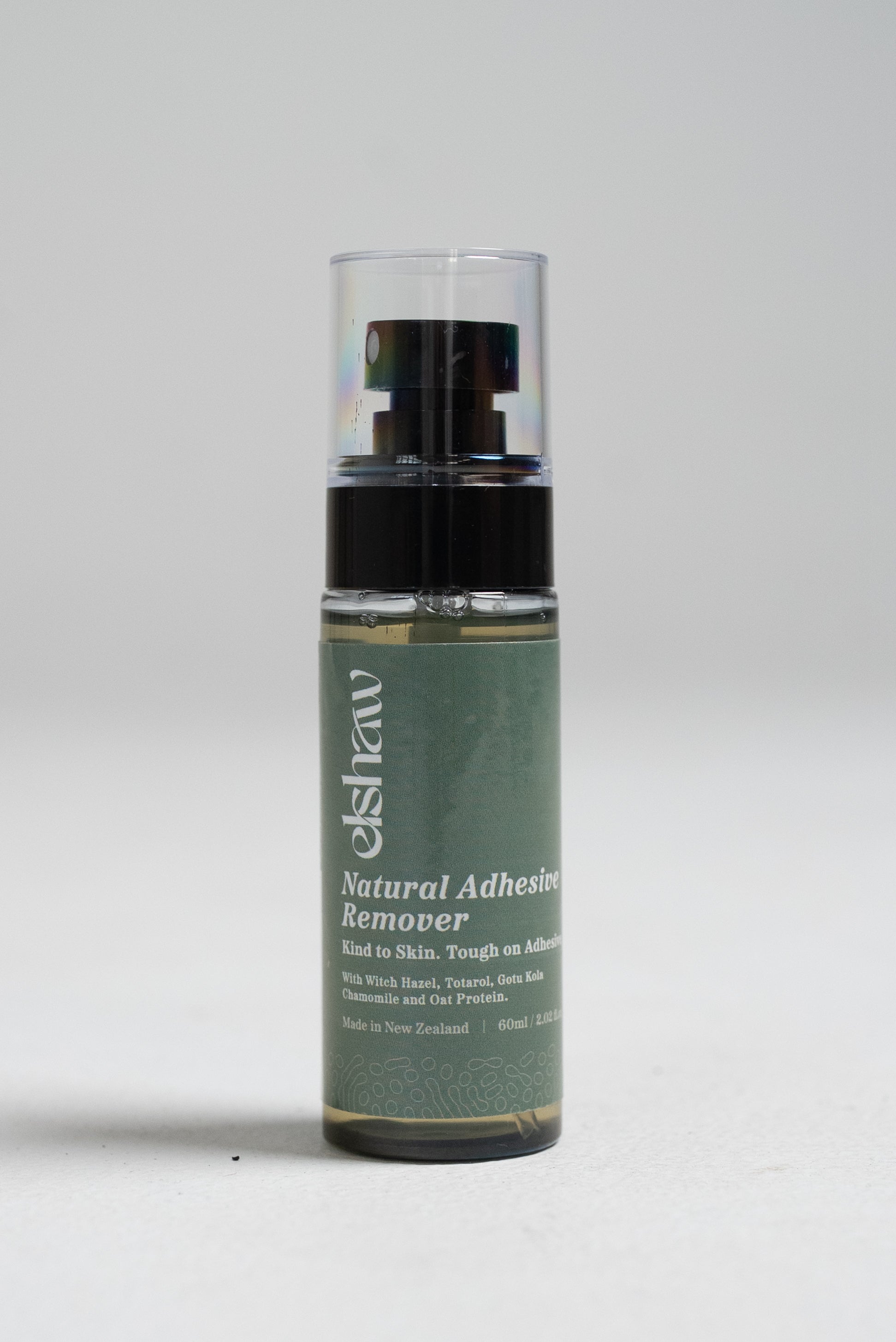 Elshaw Natural Adhesive Remover 60ml spray bottle for removing medical adhesive residue from skin