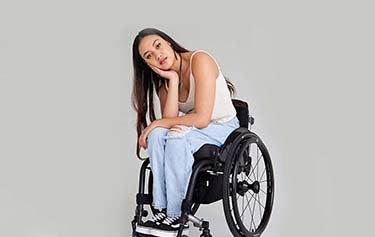 Teenager women on wheelchair