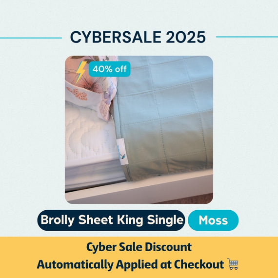 Blue Waterproof Brolly Sheet in Adult Room King Single bed