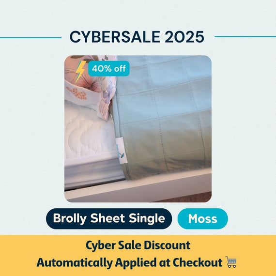 Blue Waterproof Brolly Sheet in Adult Room King Single bed